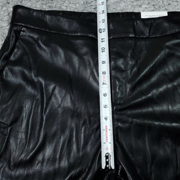 Chico's Faux Leather Cutwork Hem Trousers Wide Leg Ankle Pants Black Size 16 - Picture 11 of 12